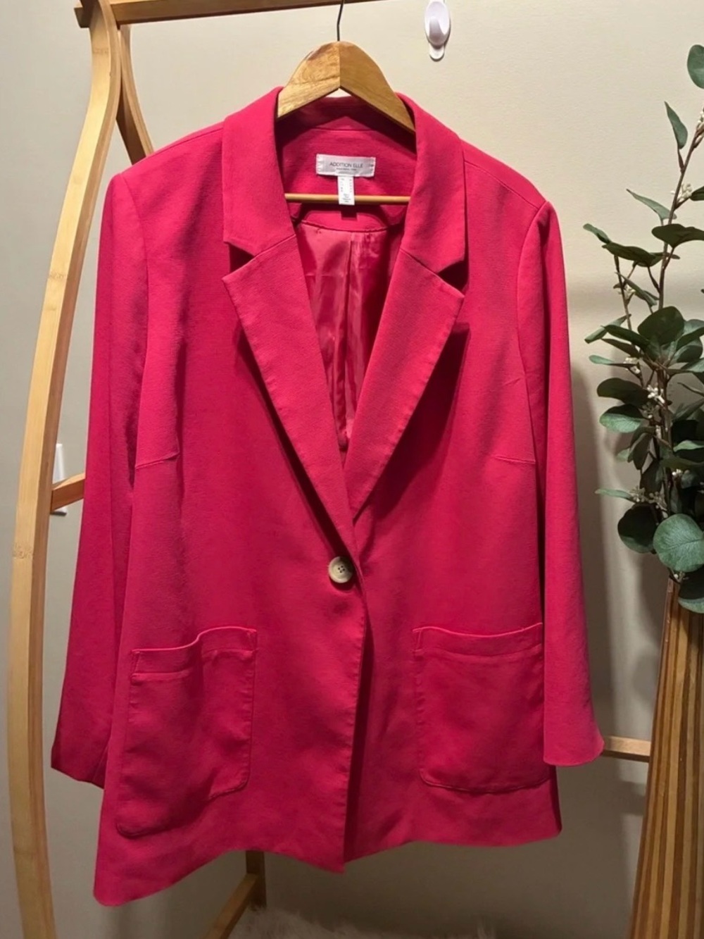 Addition Elle Bright Pink Single-Button Blazer